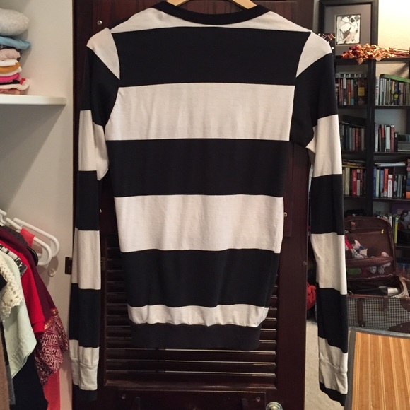 American Apparel Striped Cotton Slim Fit Cardigan - Picture 3 of 4